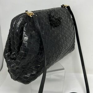 Meyers Vintage Interwoven Leather Shoulder Crossbody Top Frame Clutch Bag